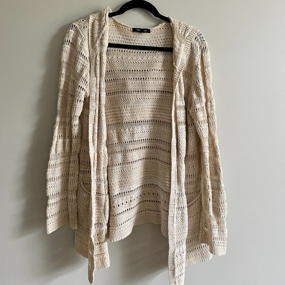 Relativity Boho Hooded Tan Cardigan XLarge